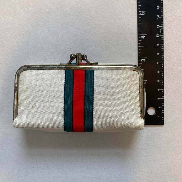 3 Stripe Vintage Travel Sewing Kit Coin Purse Compact Mirror Clutch - Picture 8 of 9